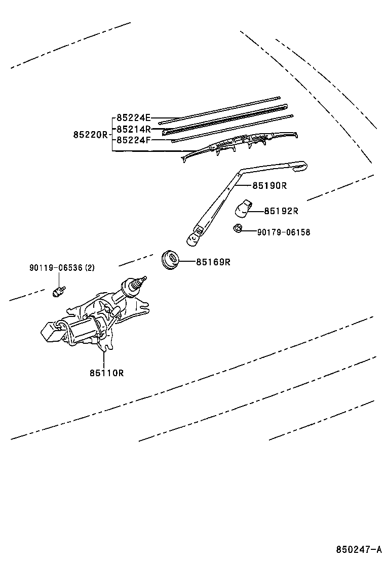 85224-0W050 PLATE, REAR WIPER RUBBER BACKING, NO.1 product image