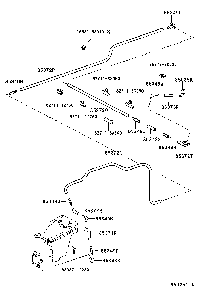85374-02130 HOSE, REAR WASHER (FROM JOINT TO JOINT), NO.5 product image
