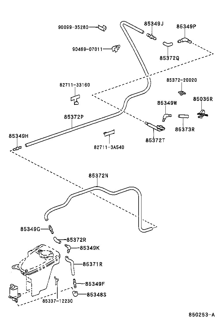 85374-02130 HOSE, REAR WASHER (FROM JOINT TO JOINT), NO.5 product image