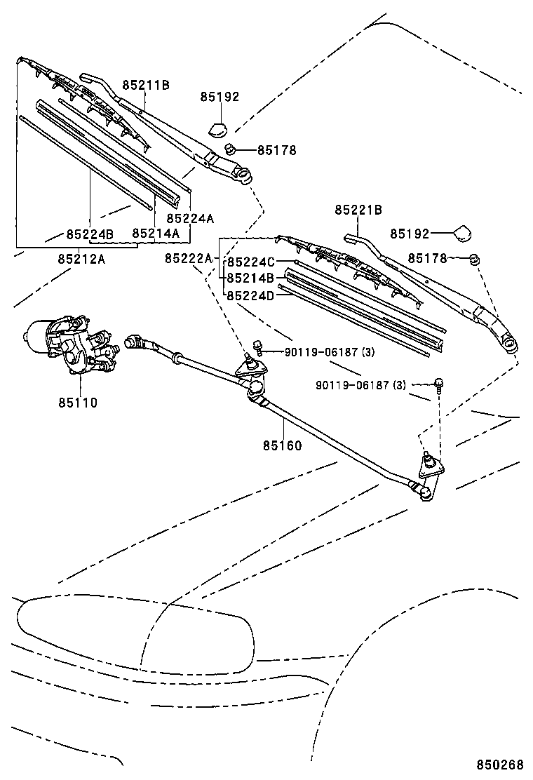 85214-08010 RUBBER, WIPER, RH product image