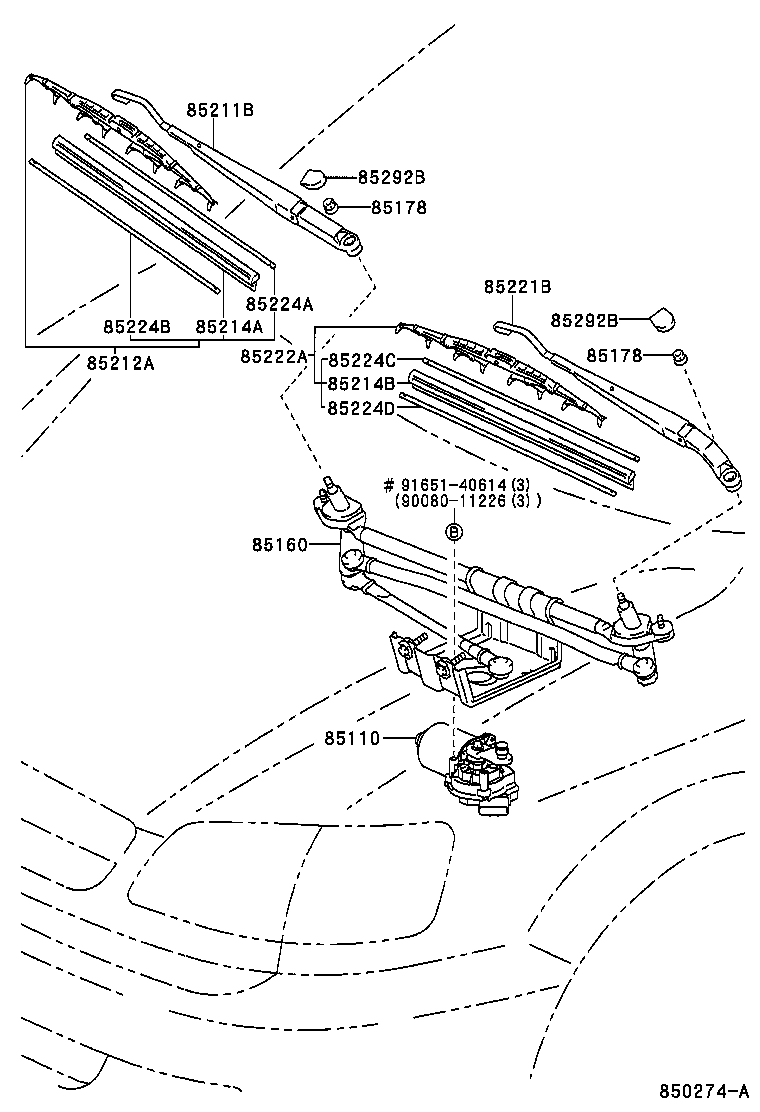 Toyota 85110-08010 MOTOR ASSY, WINDSHIELD WIPER
