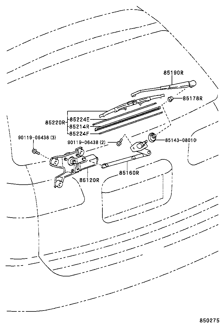85241-08010 ARM ASSY, REAR WIPER product image