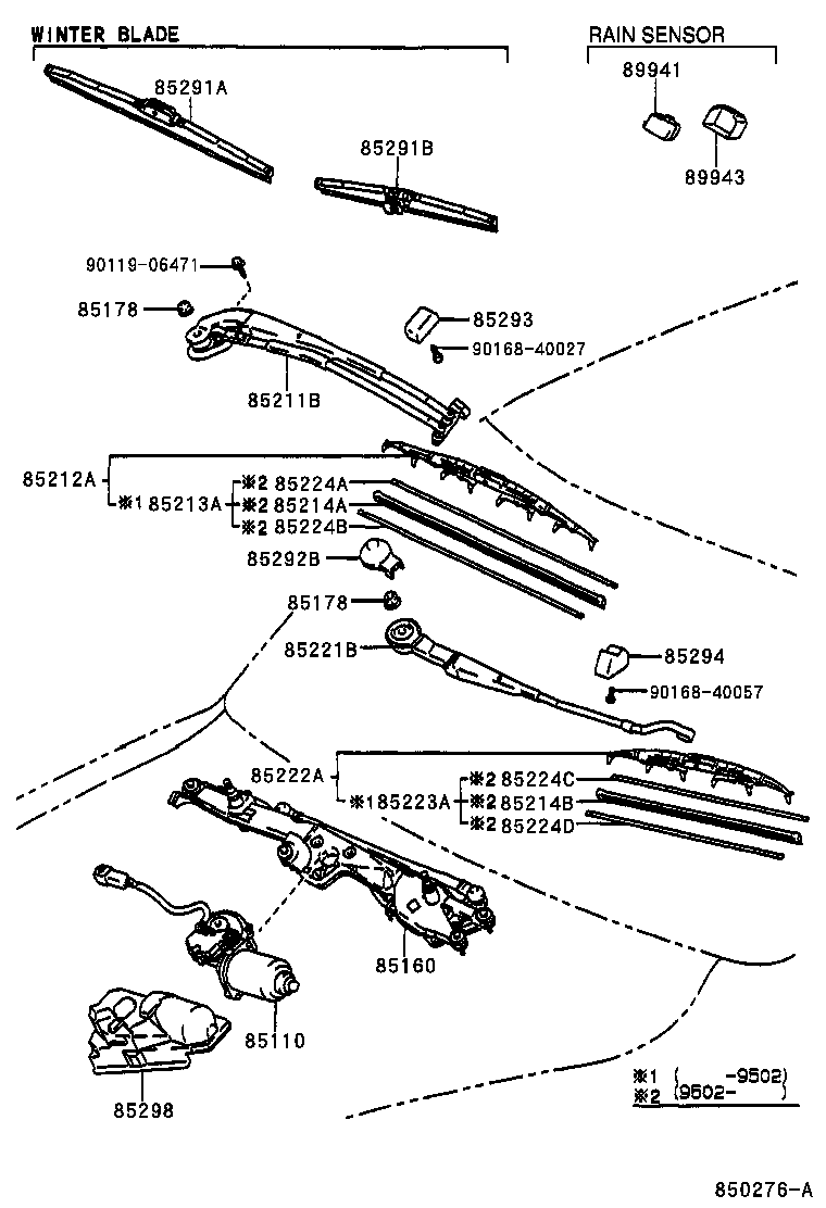 85291-50050 BLADE, FRONT WIPER, WINTER, RH product image