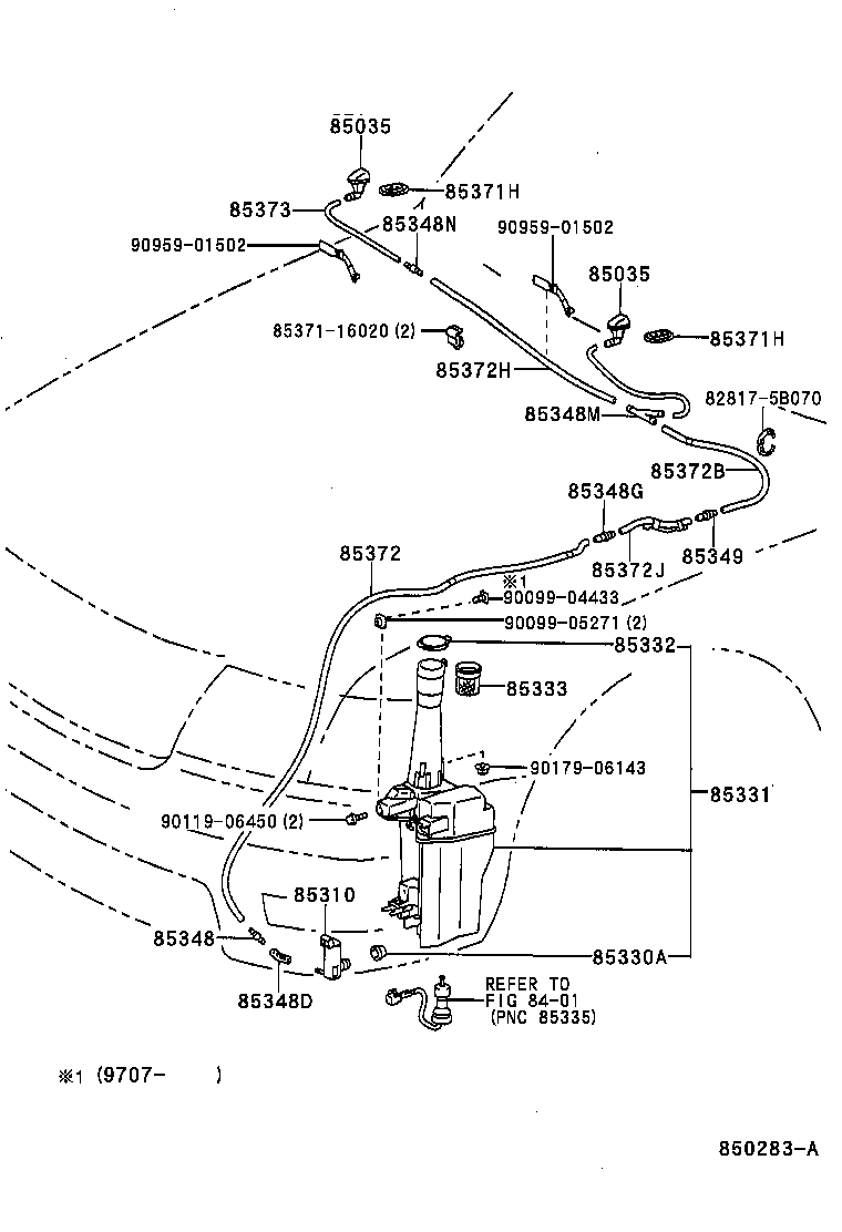 Toyota 90099-33906 HOSE, WINDSHIELD WASHER (FROM JOINT TO JOINT), NO.1