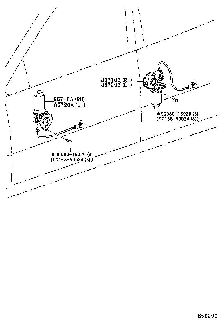 85720-02040 MOTOR ASSY, POWER WINDOW REGULATOR, FRONT LH product image