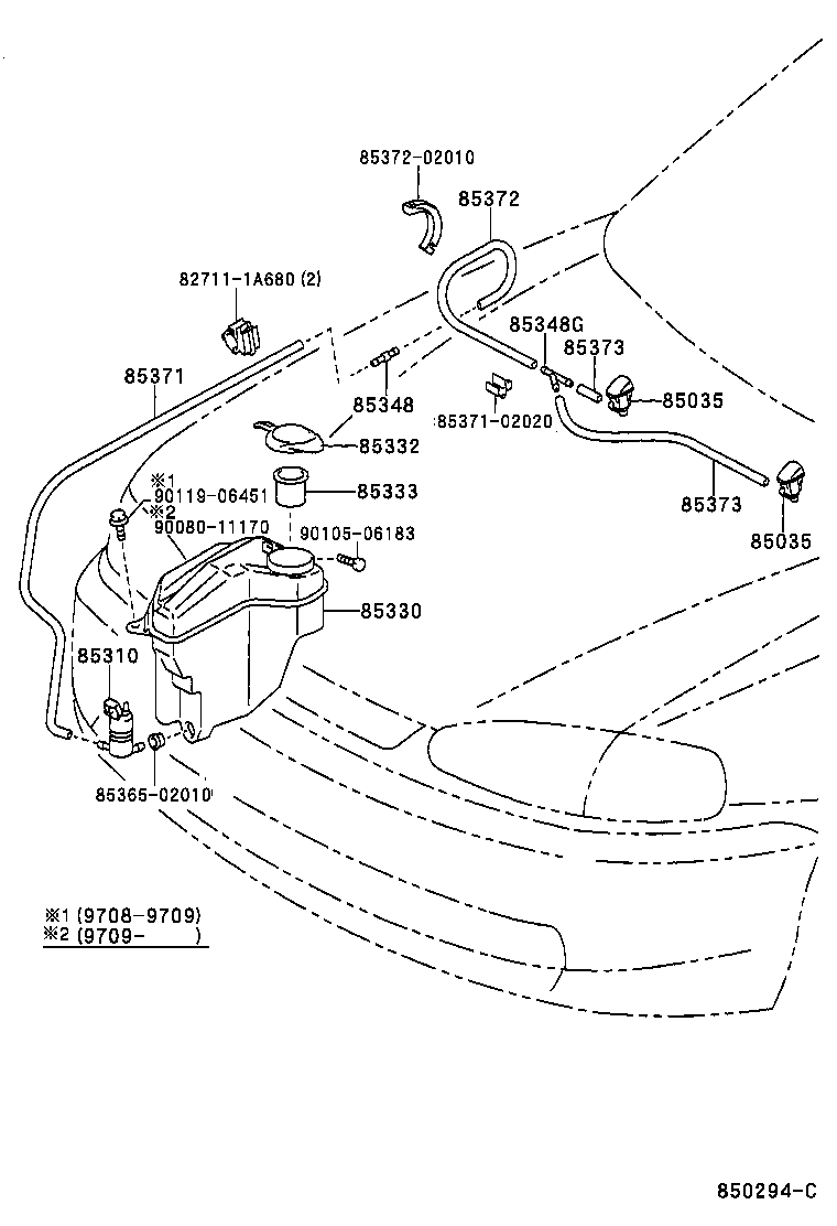 Toyota 85374-02030 HOSE, WINDSHIELD WASHER (FROM JOINT TO JOINT), NO.1