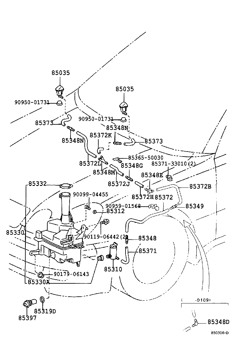 Toyota 85315-30290 JAR ASSY, WINDSHIELD WASHER