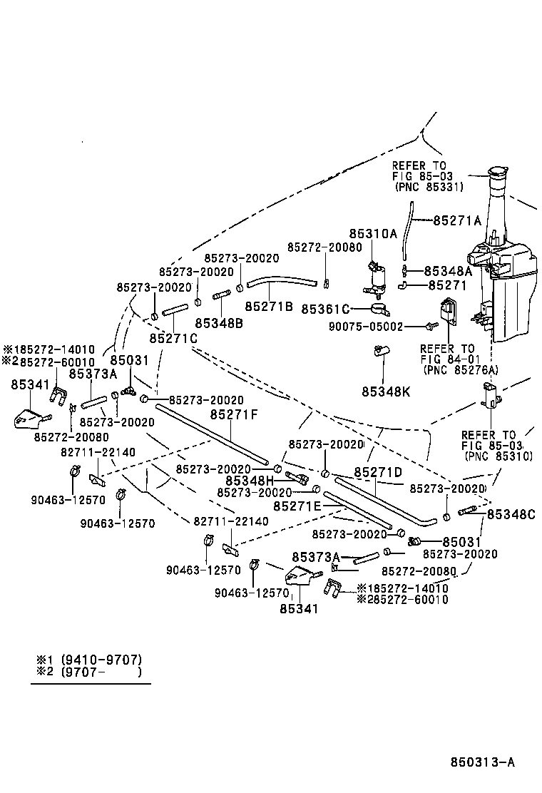 Toyota 85275-90K00 HOSE, HEADLAMP CLEANER, NO.6