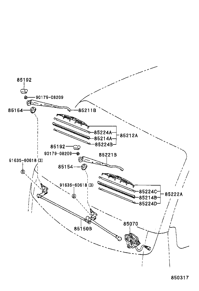 85211-37030 ARM, FRONT WIPER, RH product image