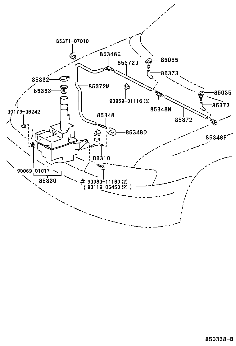 Toyota 85315-07010 JAR ASSY, WINDSHIELD WASHER