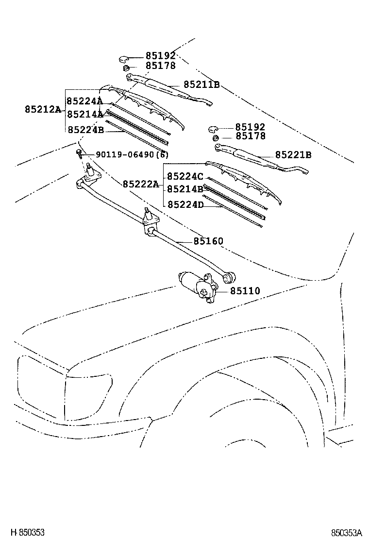 85110-35260 MOTOR ASSY, WINDSHIELD WIPER product image