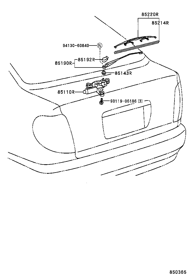 85214-05030 RUBBER, REAR WIPER product image