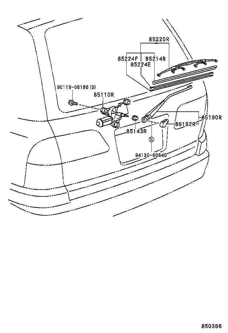 85214-05030 RUBBER, REAR WIPER product image