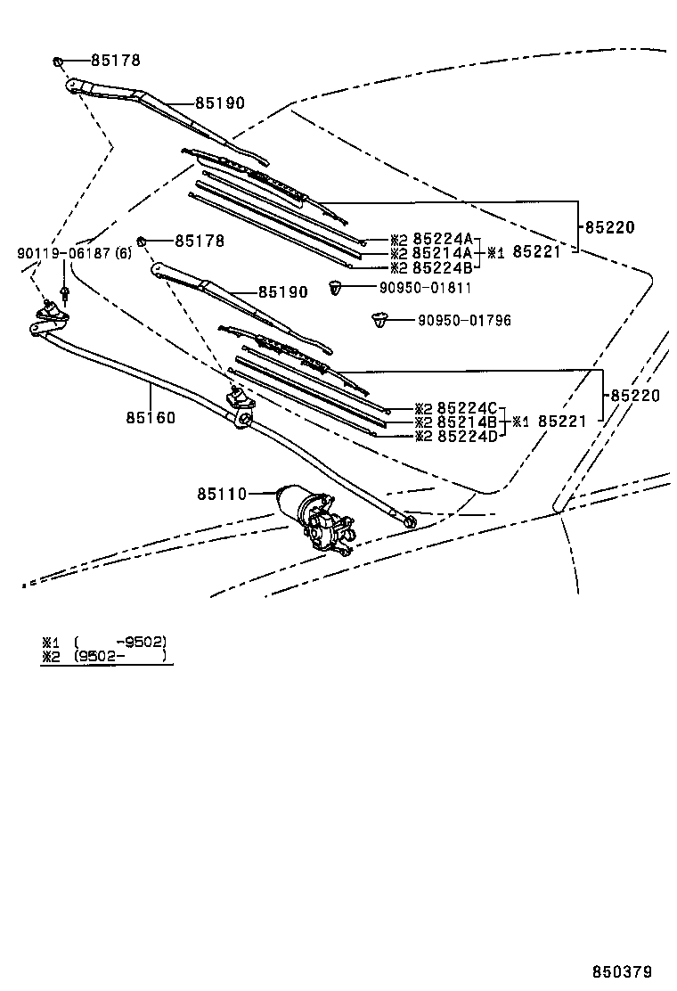85212-33080 BLADE ASSY, WINDSHIELD WIPER product image