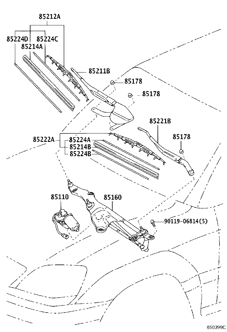 Toyota 85110-48030 MOTOR ASSY, WINDSHIELD WIPER