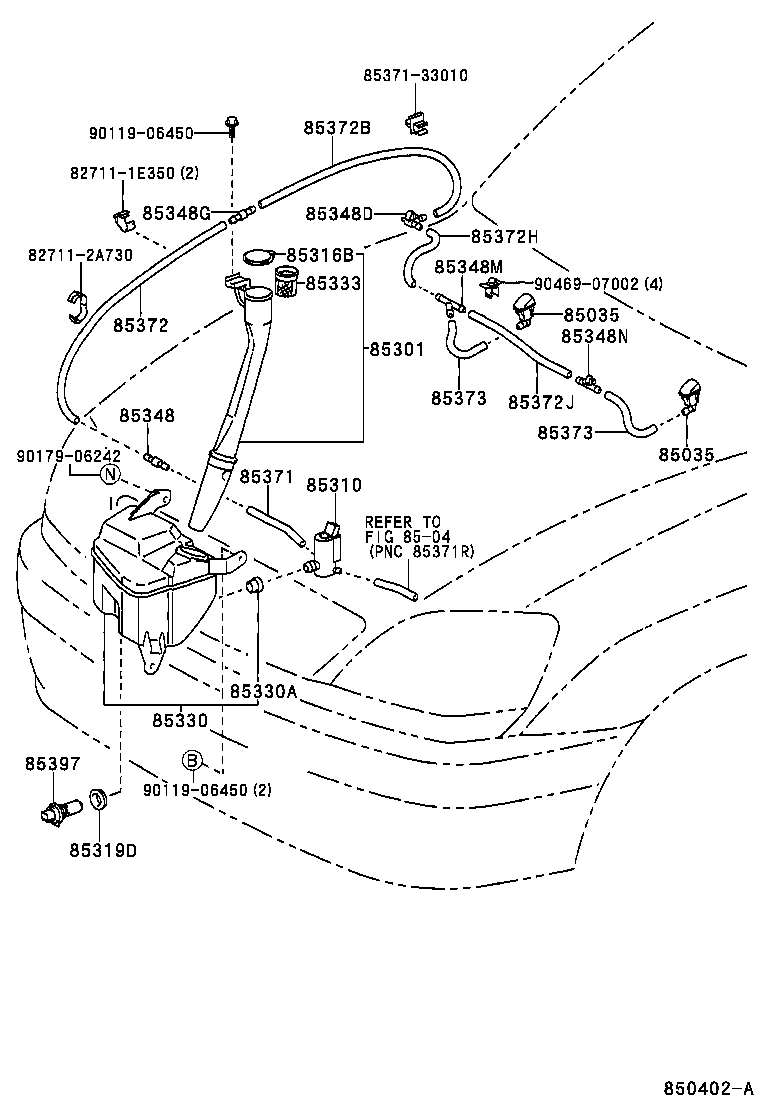 Toyota 85315-48020 JAR ASSY, WINDSHIELD WASHER