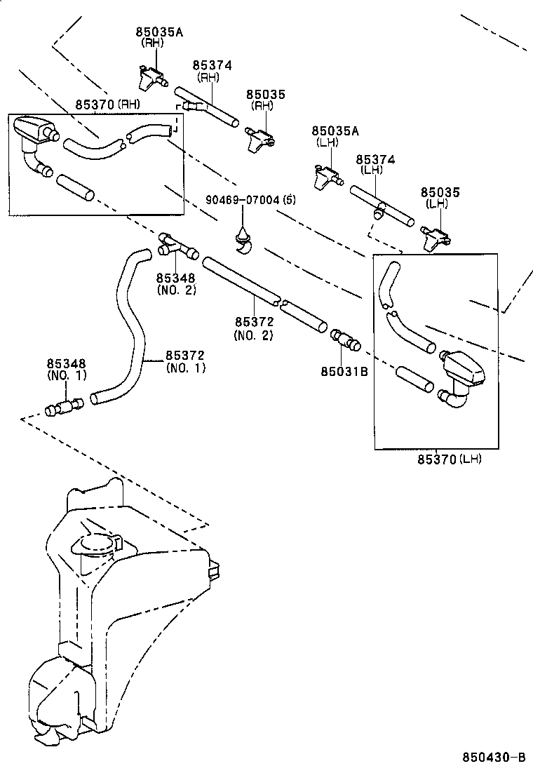 85370-28070 HOSE ASSY, WINDSHIELD WASHER product image