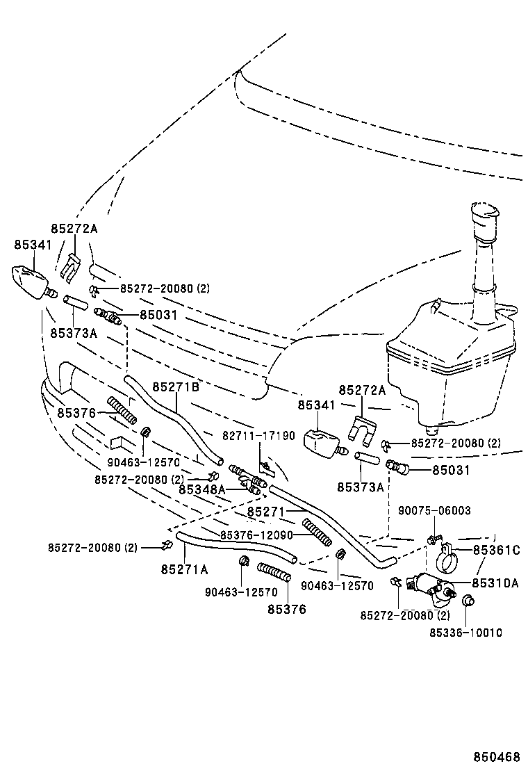 85271-14110 HOSE, HEADLAMP CLEANER, NO.1 product image