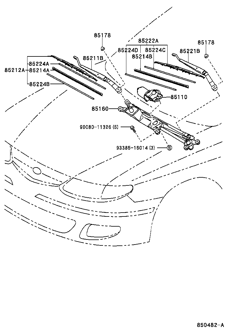 Toyota 85110-06030 MOTOR ASSY, WINDSHIELD WIPER