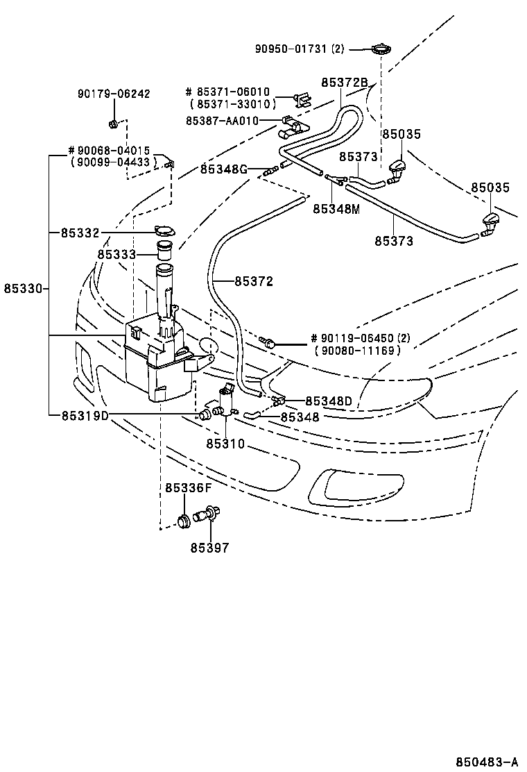 Toyota 85315-06080 JAR ASSY, WINDSHIELD WASHER