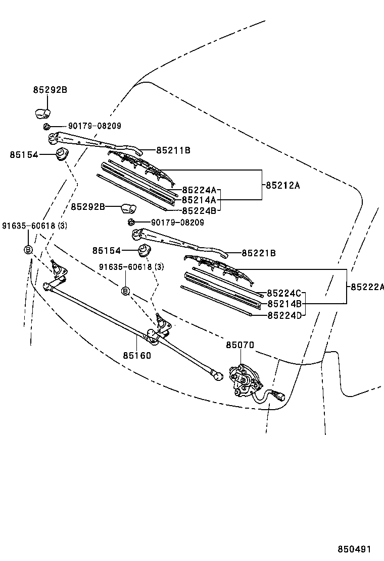 85070-37040 MOTOR & BRACKET ASSY, FRONT WIPER product image