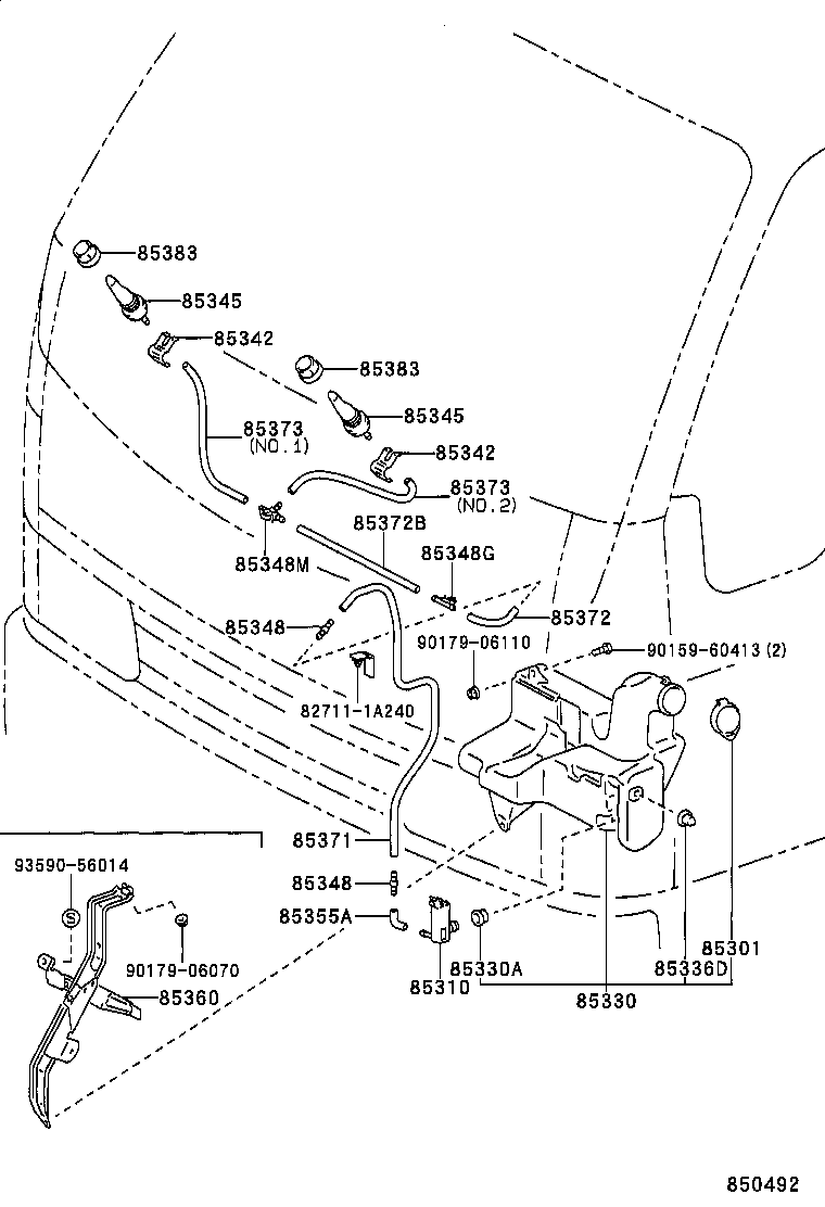 90099-33929 HOSE, WINDSHIELD WASHER (FROM JOINT TO NOZZLE) product image