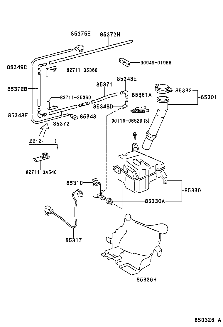 Toyota 85315-35271 JAR ASSY, WINDSHIELD WASHER