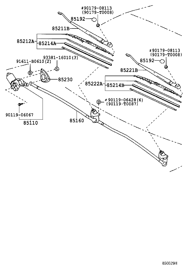 85110-38020 MOTOR ASSY, WINDSHIELD WIPER product image
