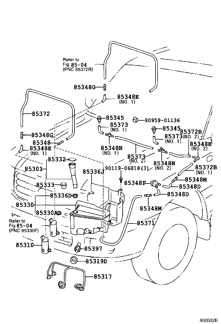 Toyota 85325-60120 JAR ASSY, WINDSHIELD WASHER
