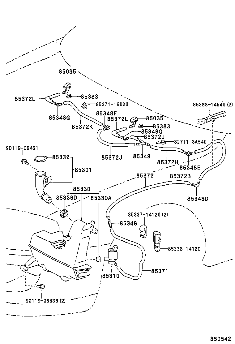 85381-14010-B2 NOZZLE SUB-ASSY, WASHER product image