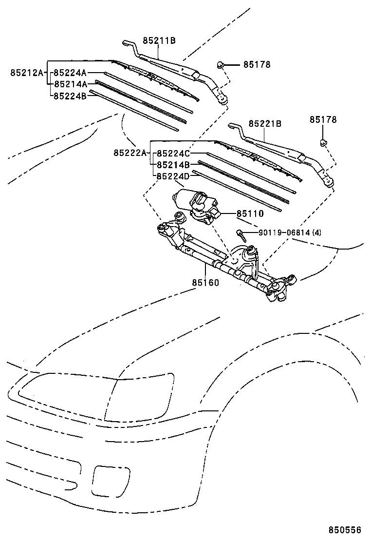 85222-33180 BLADE, FR WIPER, LH product image