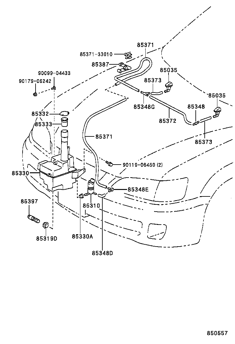 85385-32030 NOZZLE SUB-ASSY, WASHER product image