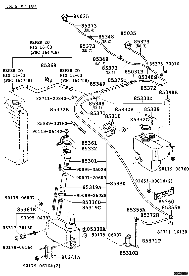 85338-30140 BRACKET, WINDSHIELD WASHER, NO.2 product image
