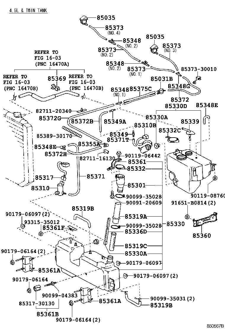85338-30140 BRACKET, WINDSHIELD WASHER, NO.2 product image