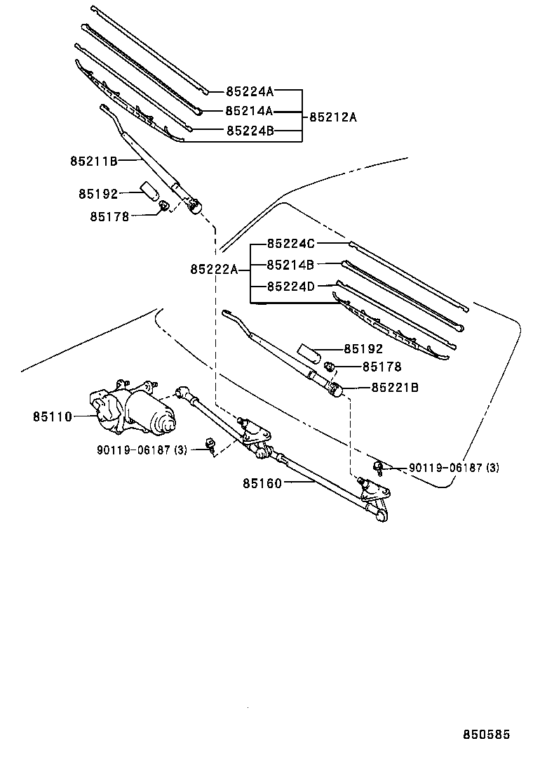85222-0C010 BLADE, FR WIPER, LH product image