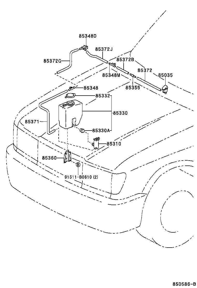 90068-59008 HOSE, WINDSHIELD WASHER (FROM MOTOR TO JOINT) product image