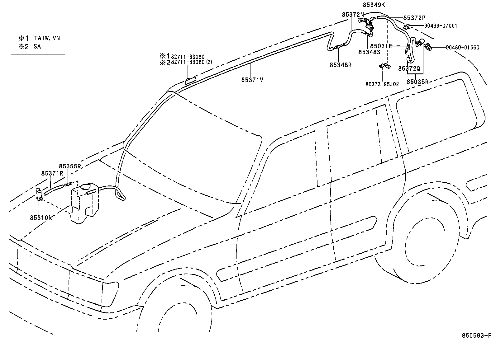 90068-59006 HOSE, REAR WASHER (FROM JOINT TO NOZZLE) product image