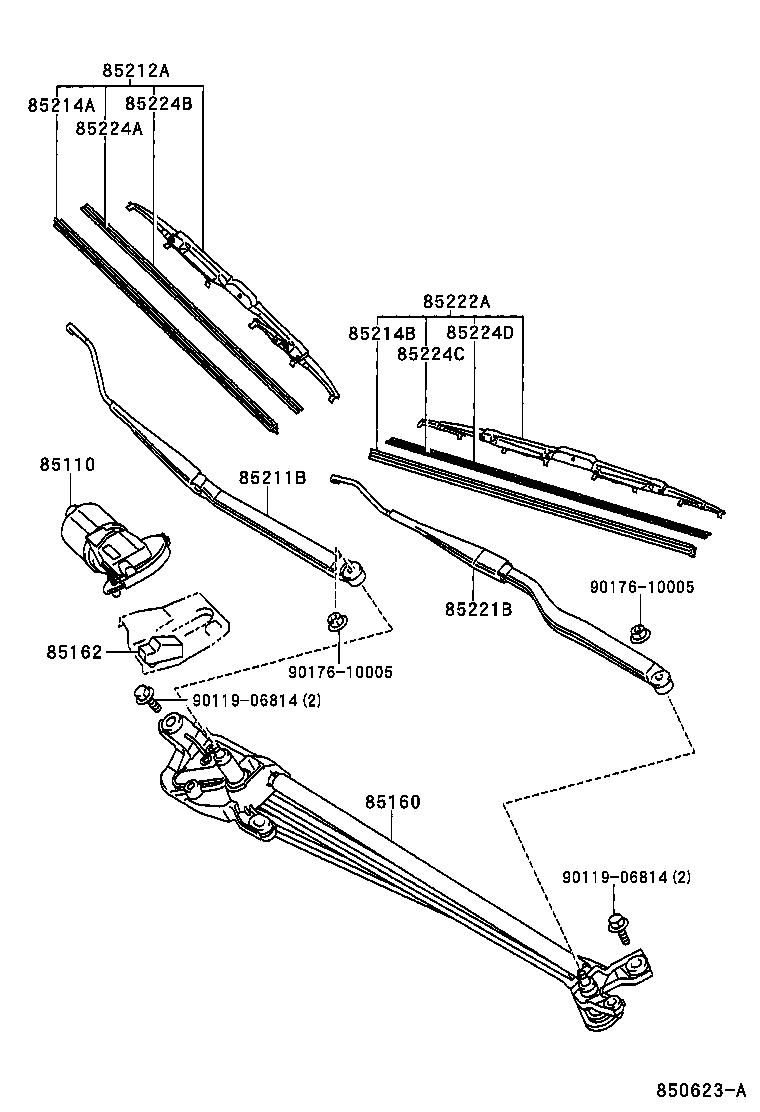 Toyota 85110-07030 MOTOR ASSY, WINDSHIELD WIPER