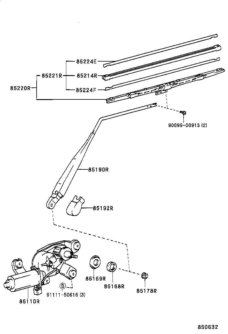 85242-33040 BLADE ASSY, REAR WIPER product image