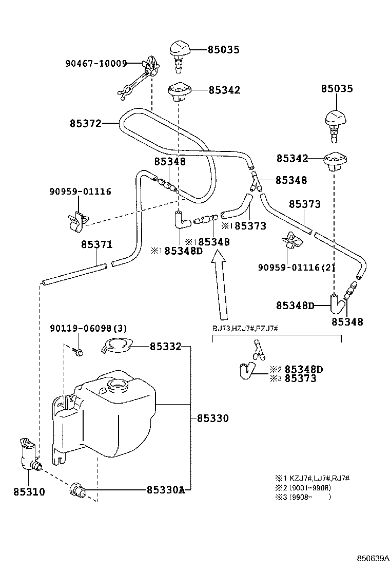 85343-87103 HOSE, WINDSHIELD WASHER (FROM JOINT TO NOZZLE) product image