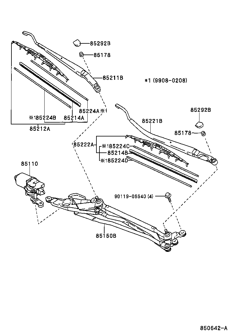 Toyota 85110-2B040 MOTOR ASSY, WINDSHIELD WIPER