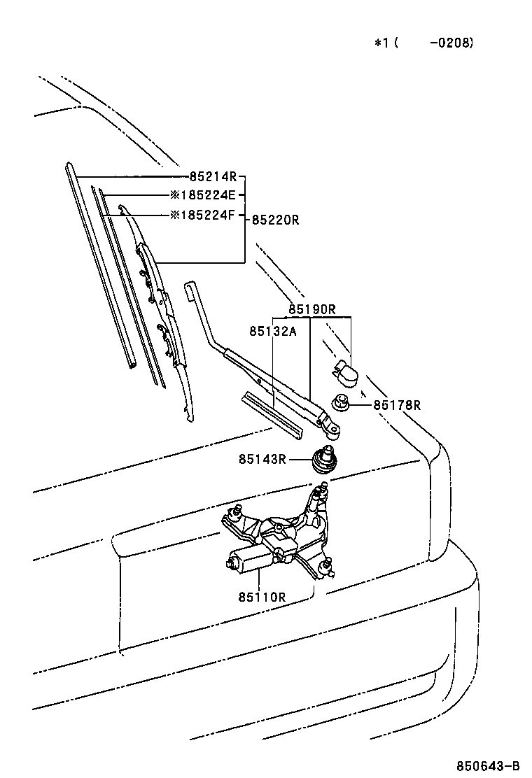 Toyota 85214-32080 RUBBER, REAR WIPER