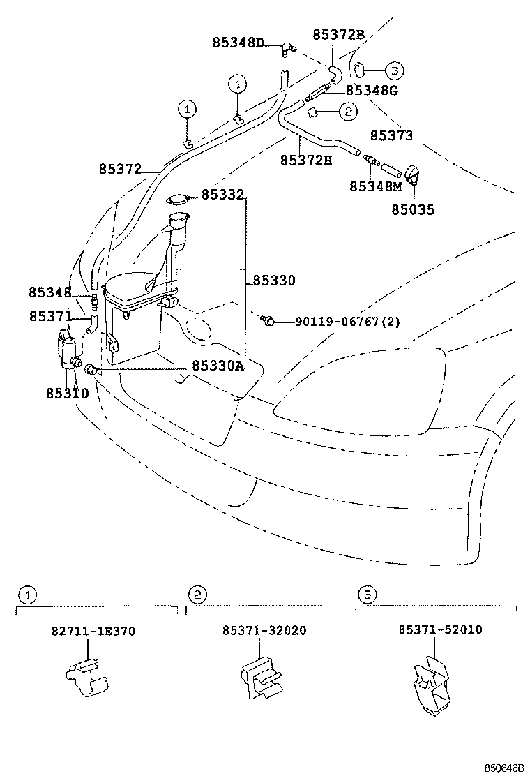 85381-52080 NOZZLE SUB-ASSY, WASHER product image