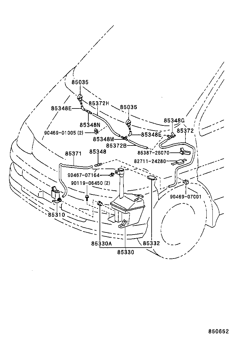 85381-26180 NOZZLE SUB-ASSY, WASHER product image