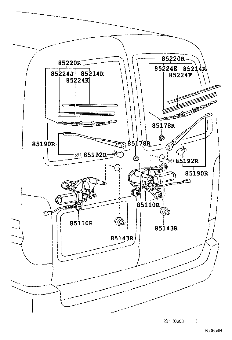 85080-26020 MOTOR AND BRACKET ASSY, REAR WIPER product image