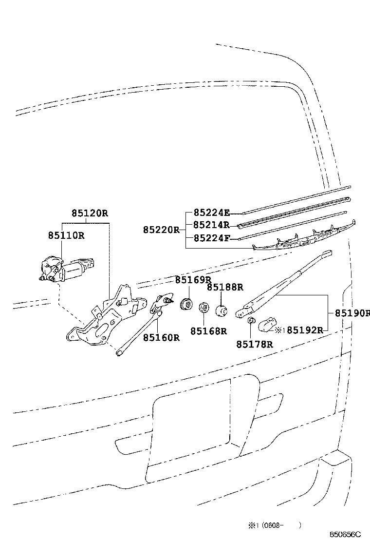 85080-26020 MOTOR AND BRACKET ASSY, REAR WIPER product image
