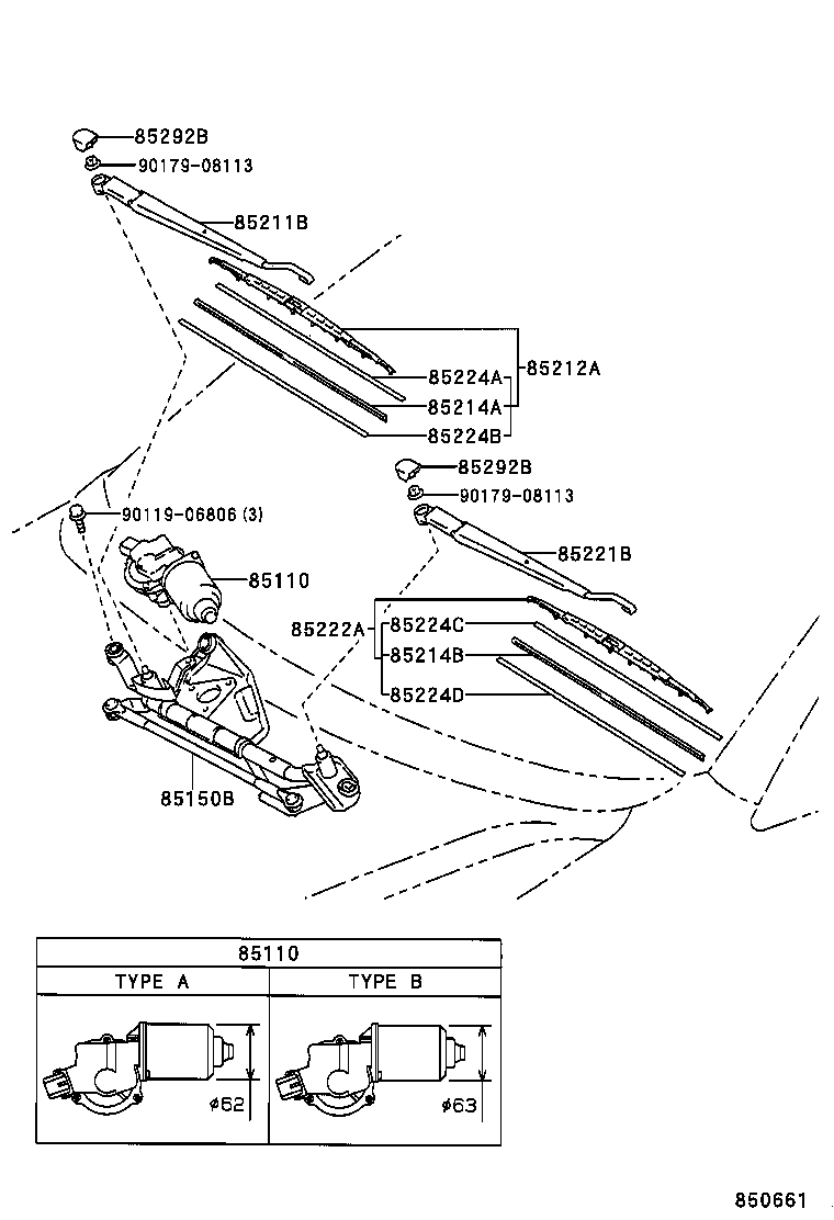 85110-44010 MOTOR ASSY, WINDSHIELD WIPER product image