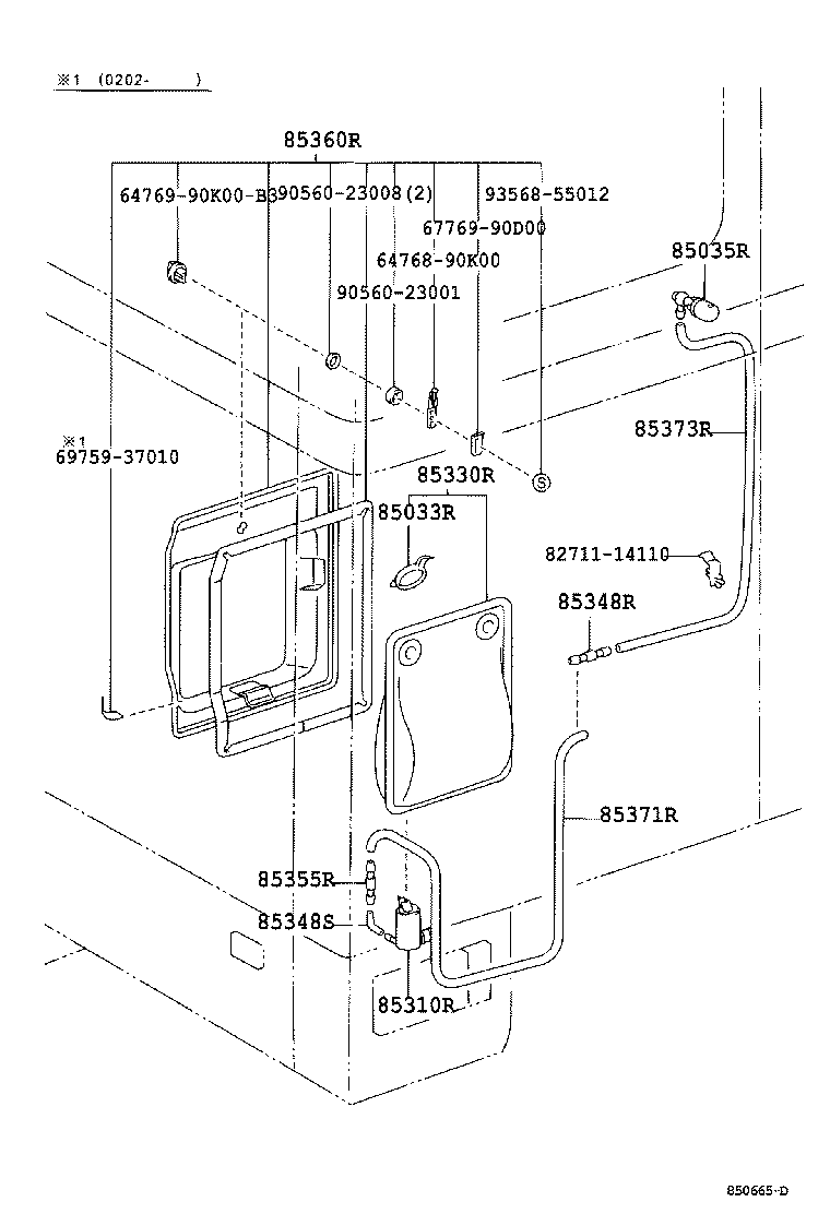 85392-37010 NOZZLE SUB-ASSY, REAR WASHER product image