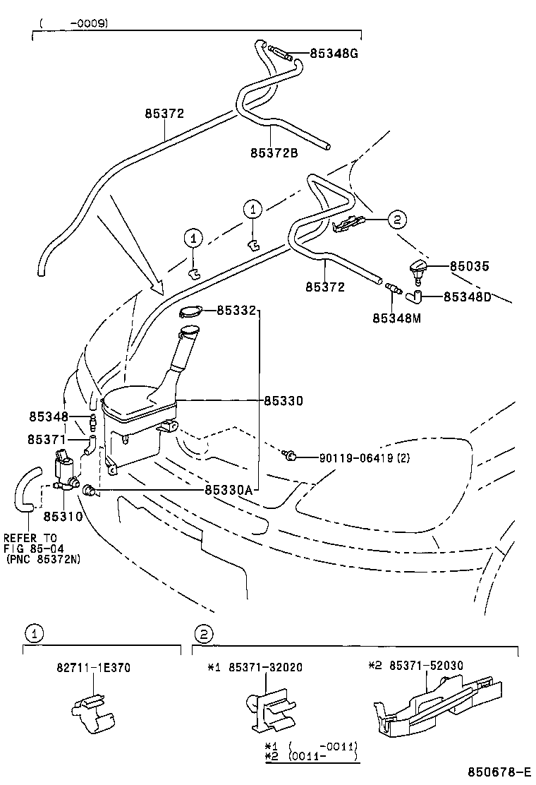 85381-52040 NOZZLE SUB-ASSY, WASHER product image