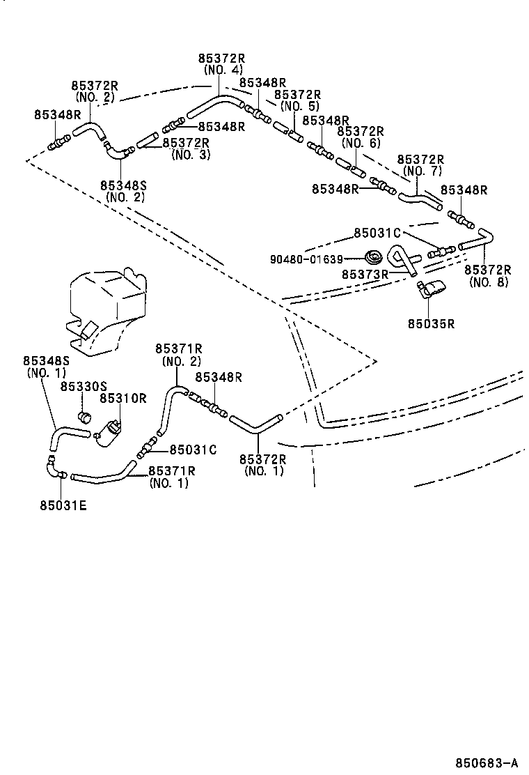 90099-33405 HOSE, REAR WASHER (FROM JOINT TO JOINT OR NOZZLE) product image